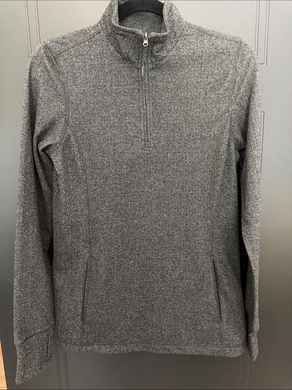 Women’s Black and Gray Herringbone pattern Quarter Zip Pullover